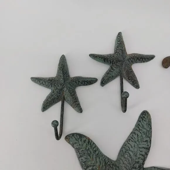 Bath Metal Coastal Mermaid Starfish Green Distressed 7 pcs - Picture 9 of 16